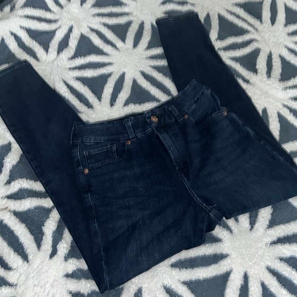 Express Ultra Hyper Stretch Dark Wash Cropped Ankle Skinny Denim Jeans